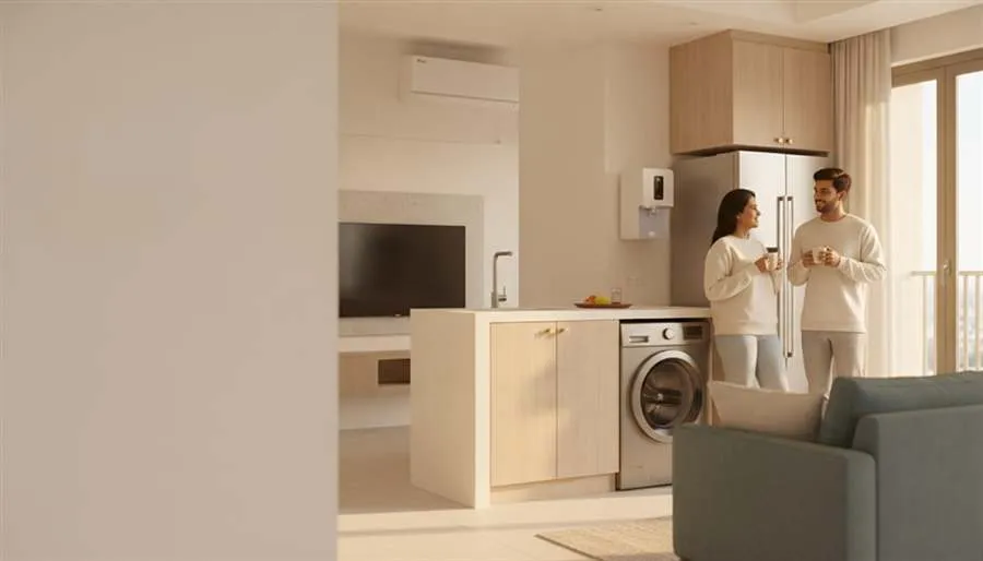 Household appliances with their papers.